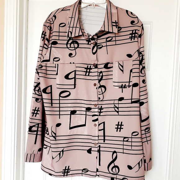 None Tops - Music Notes Blouse